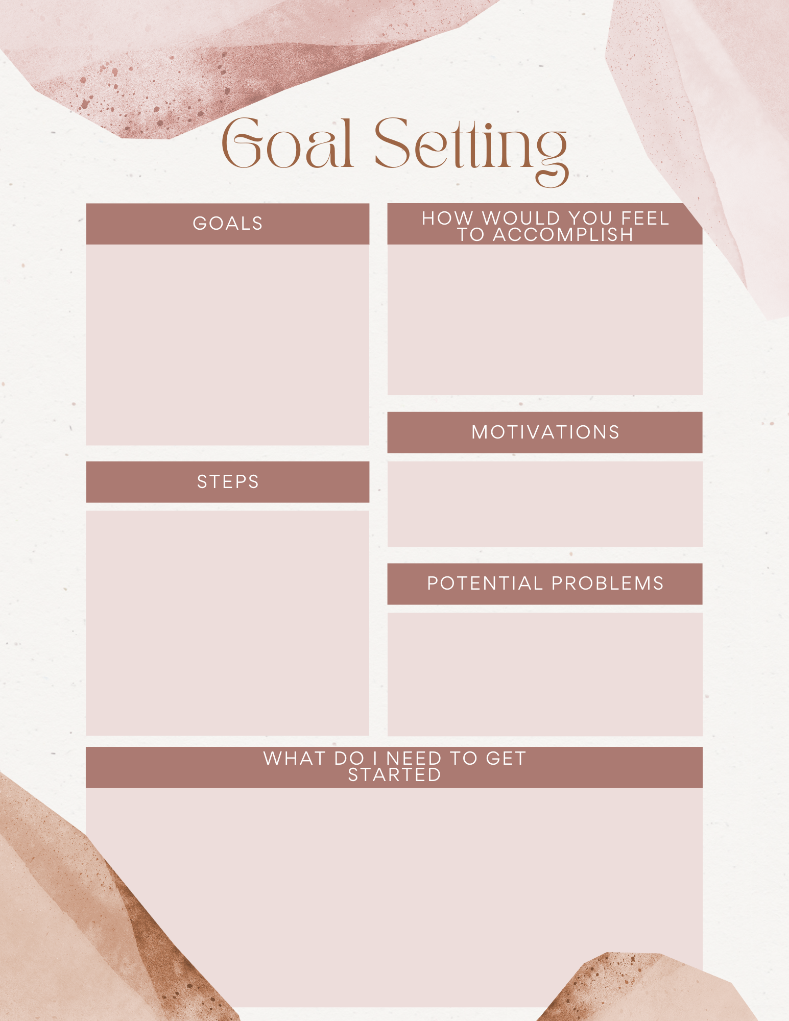 Goal Setting Planner Template