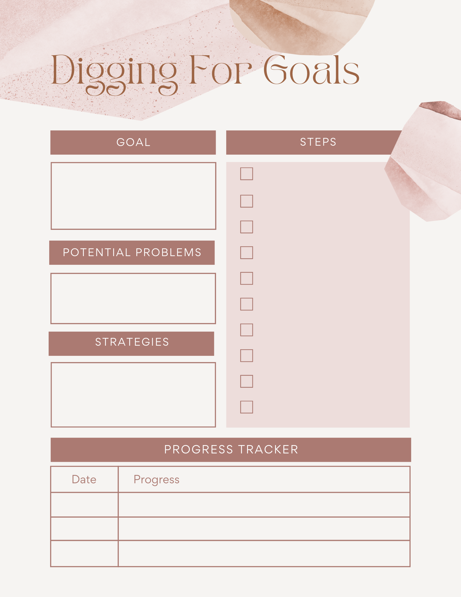 Goal Setting Planner Template