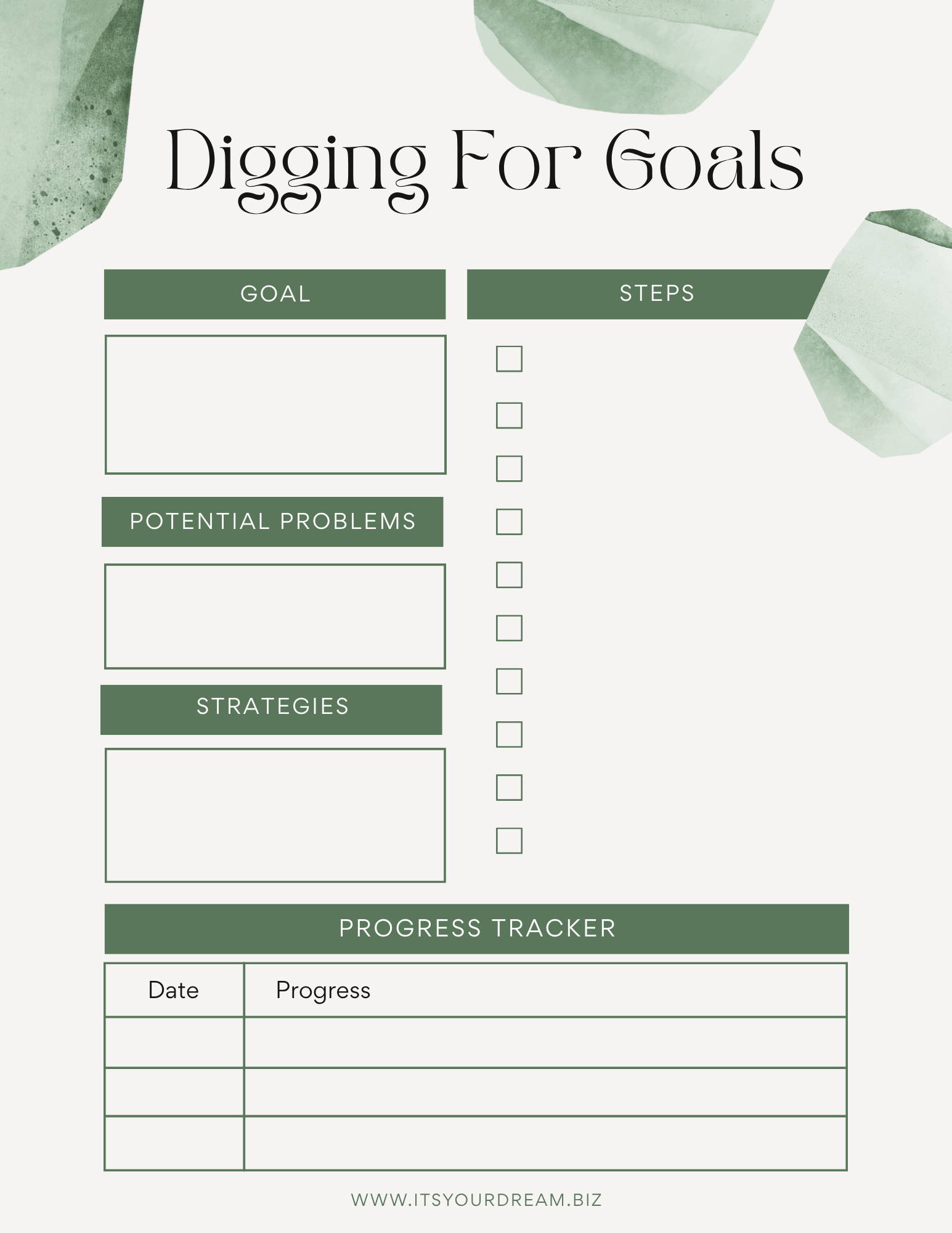 Goal Setting Planner Template