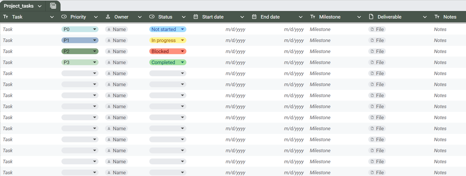 Client and Task Management Spreadsheet