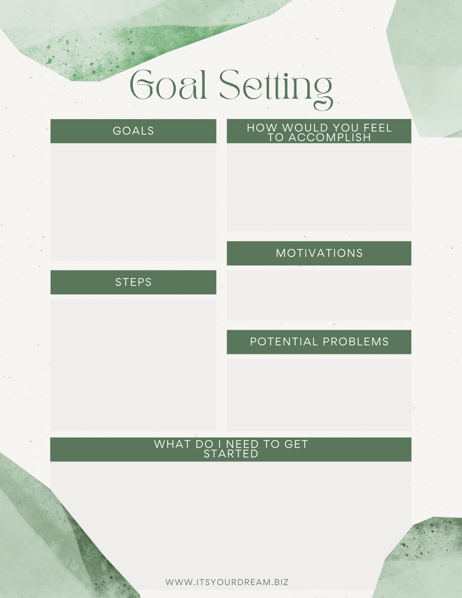 Goal Setting Planner Template