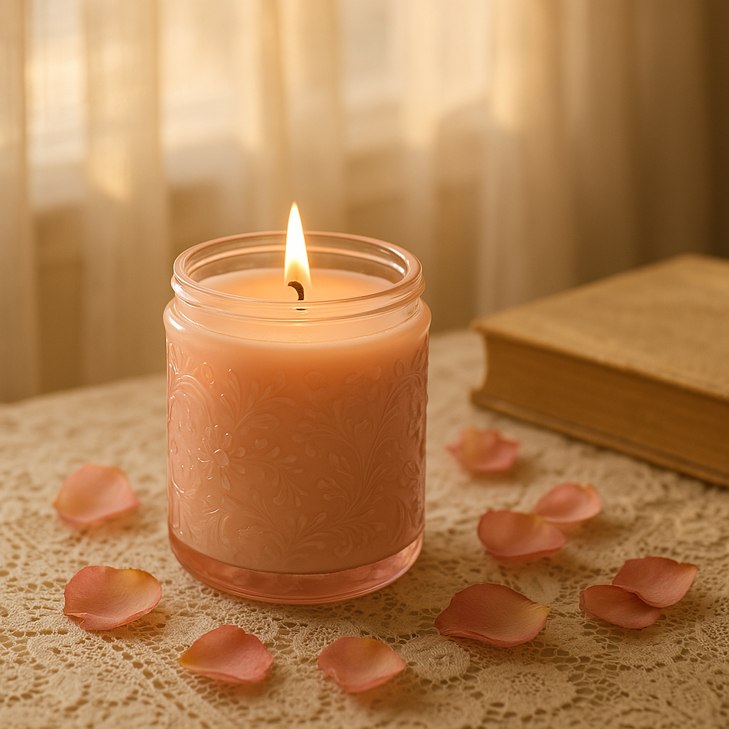  Vintage Rose Glass Candle
