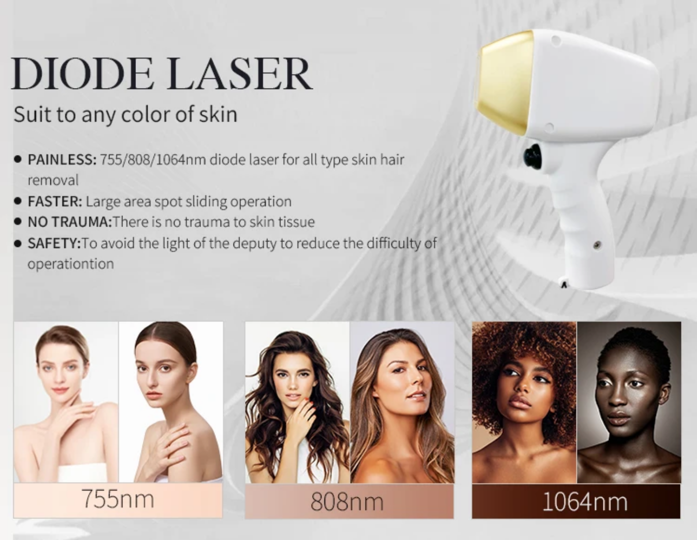 Portable Low Noise Laser Hair Removal Device Suitable for all skin types