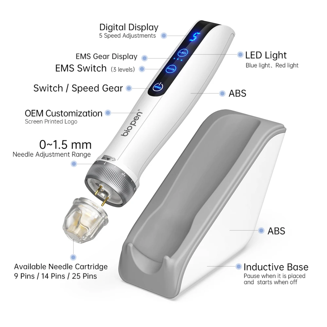 Advanced 3-in-1 Microneedling Pen with EMS & Red Light Therapy – Free Shipping
