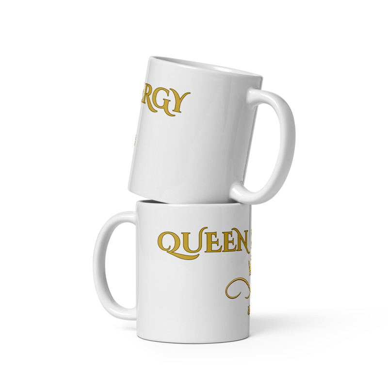 Kubek "QUEEN ENERGY" | Empowering Luxury Mug | White Gold Crown | From Bali