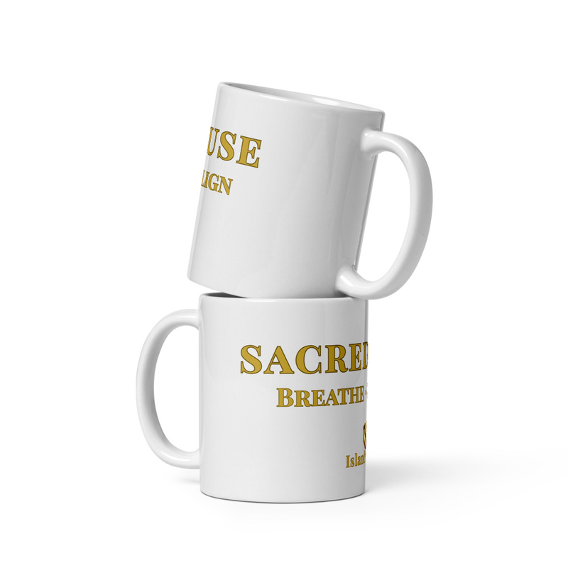 Kubek "SACRED PAUSE" | Mindfulness & Elegance | White & Gold | Island of Gods