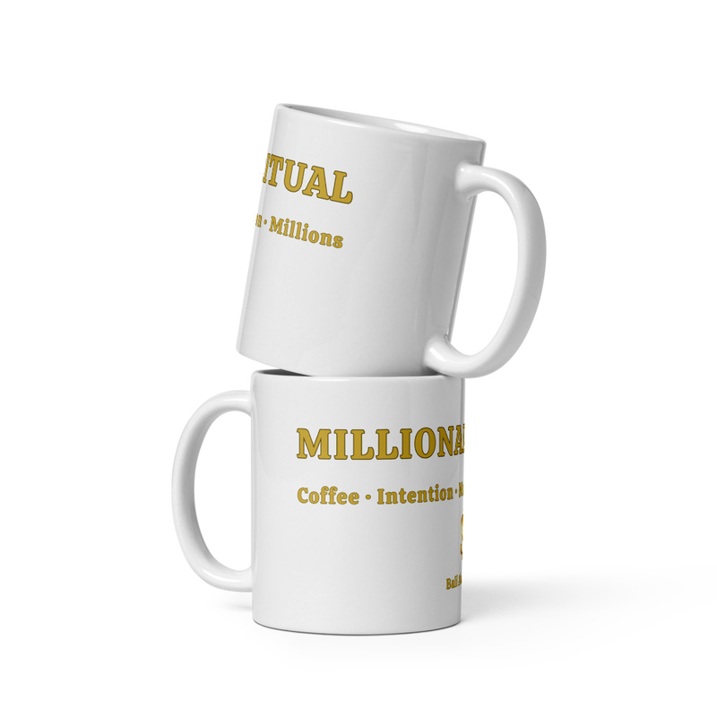 Kubek "MILLIONAIRE RITUAL" | Premium Gold & White | Manifestacja Bogactwa | Bali