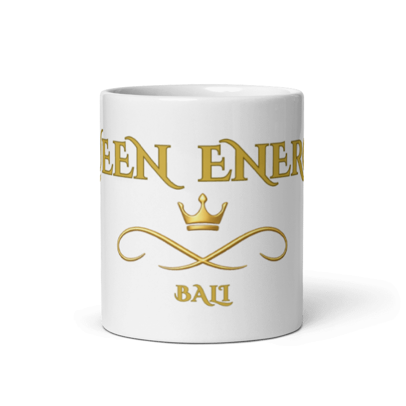 Kubek "QUEEN ENERGY" | Empowering Luxury Mug | White Gold Crown | From Bali