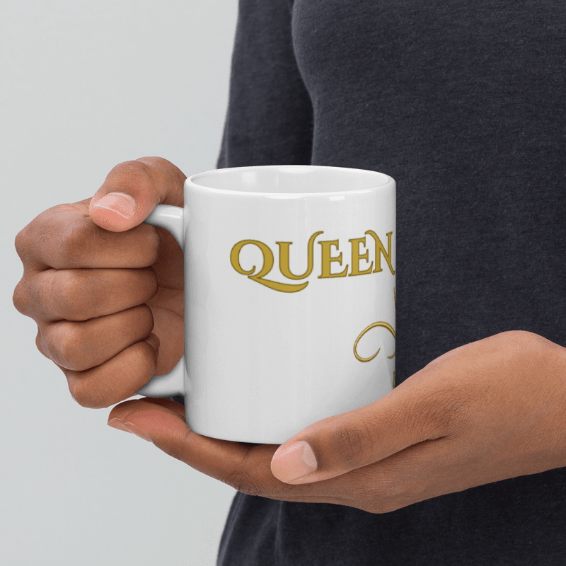 Kubek "QUEEN ENERGY" | Empowering Luxury Mug | White Gold Crown | From Bali