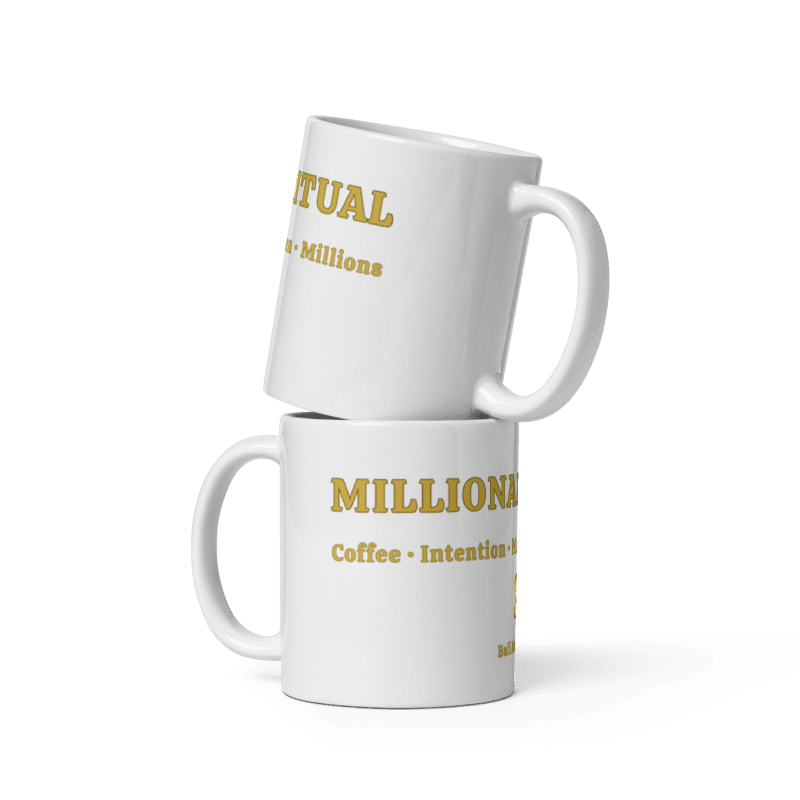 Kubek "MILLIONAIRE RITUAL" | Premium Gold & White | Manifestacja Bogactwa | Bali