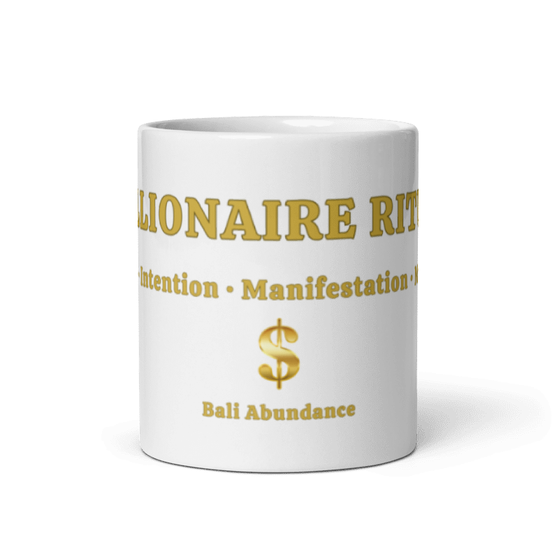 Kubek "MILLIONAIRE RITUAL" | Premium Gold & White | Manifestacja Bogactwa | Bali