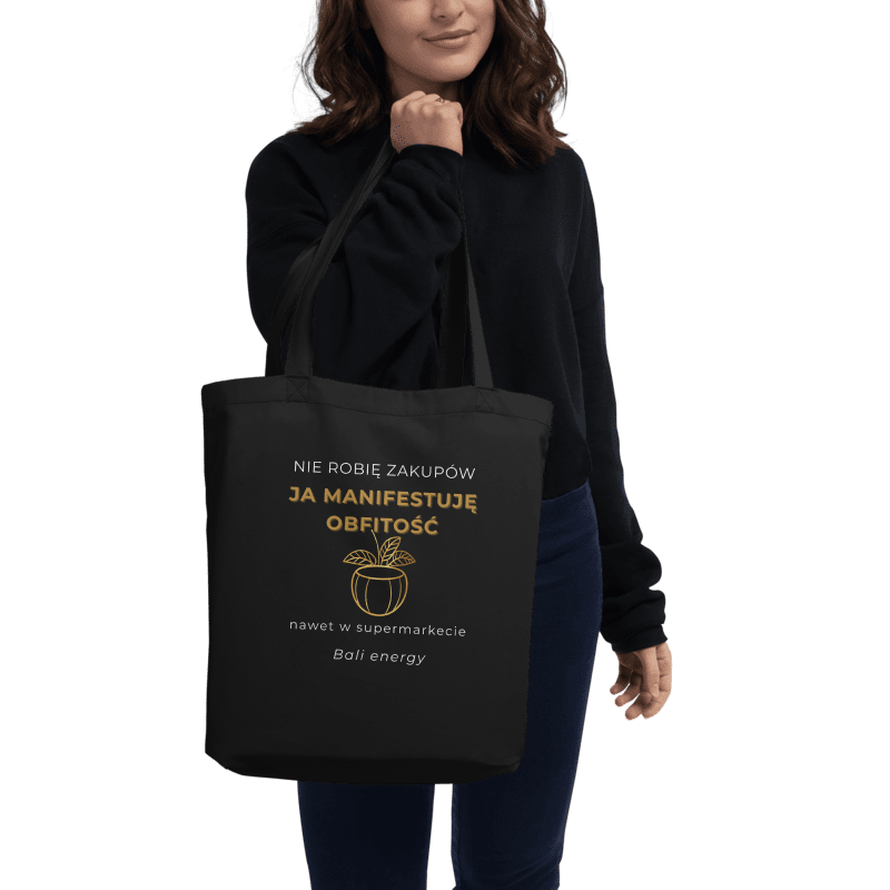 Eko Torba "Ja Manifestuję Obfitość" | Czarna & Złota | 100% organiczna bawełna | Z wyspy Bali