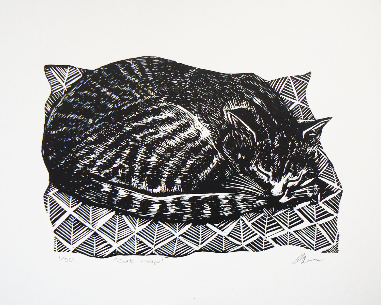 Cat nap linoprint (2019)