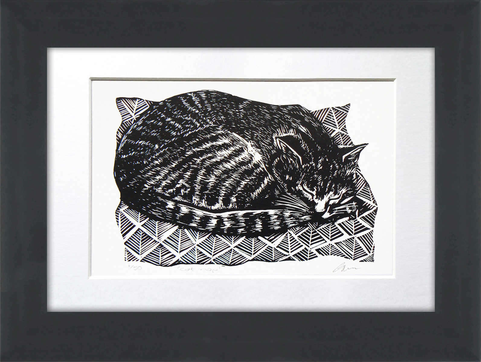Cat nap linoprint (2019)