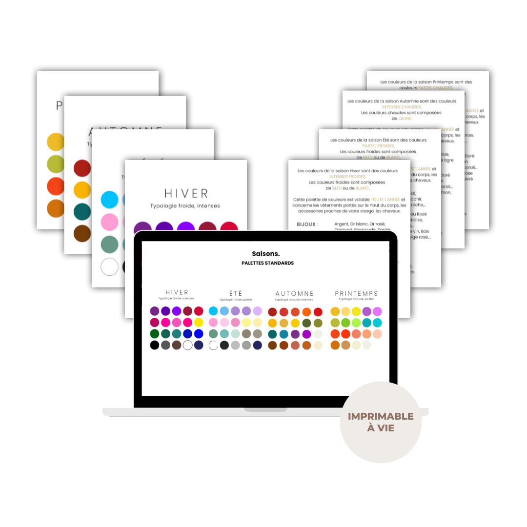 NUANCIERS COLORIMÉTRIE : Palettes saisons standards