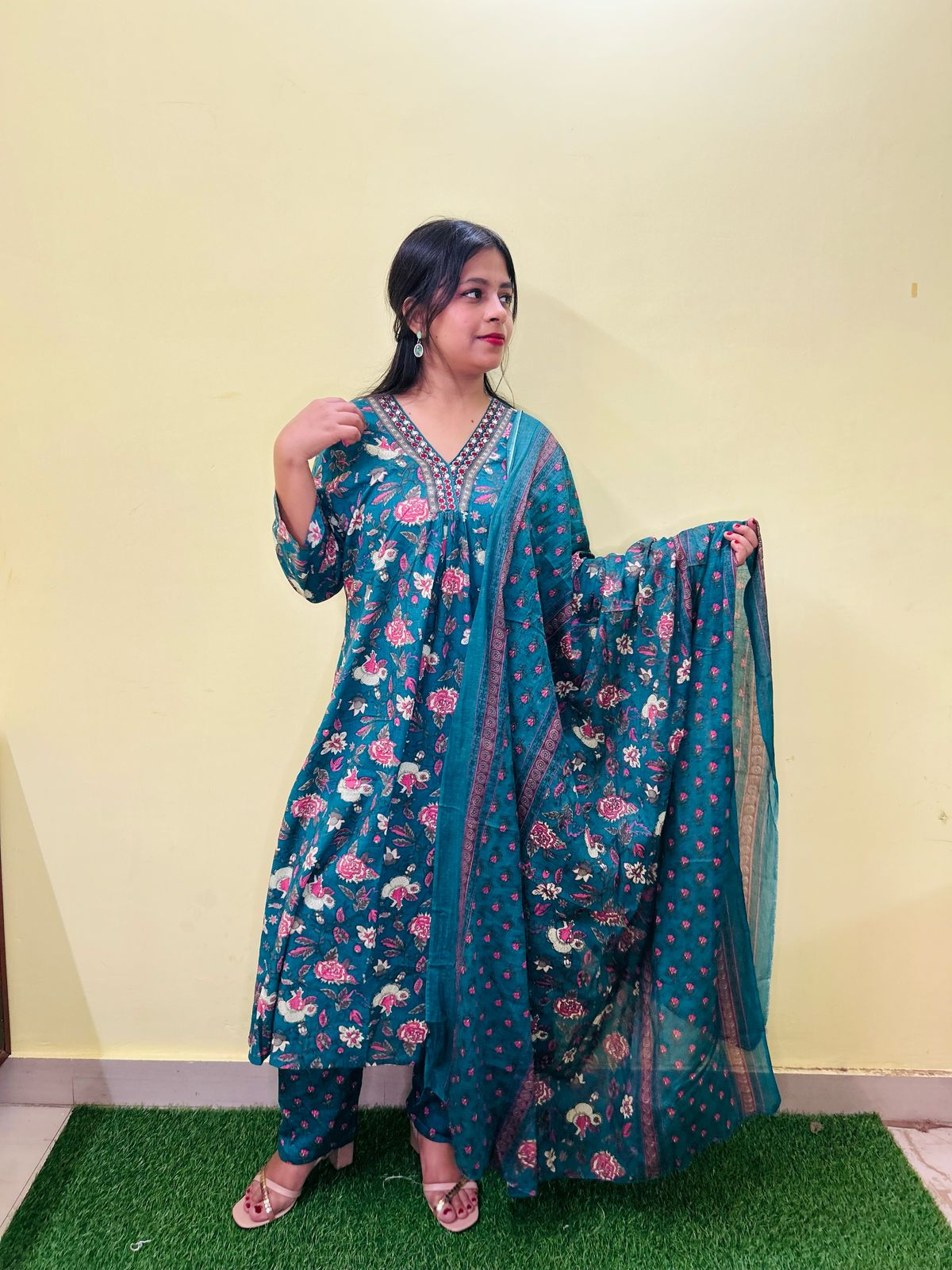 Floral Printed Kurta Set with dupatta