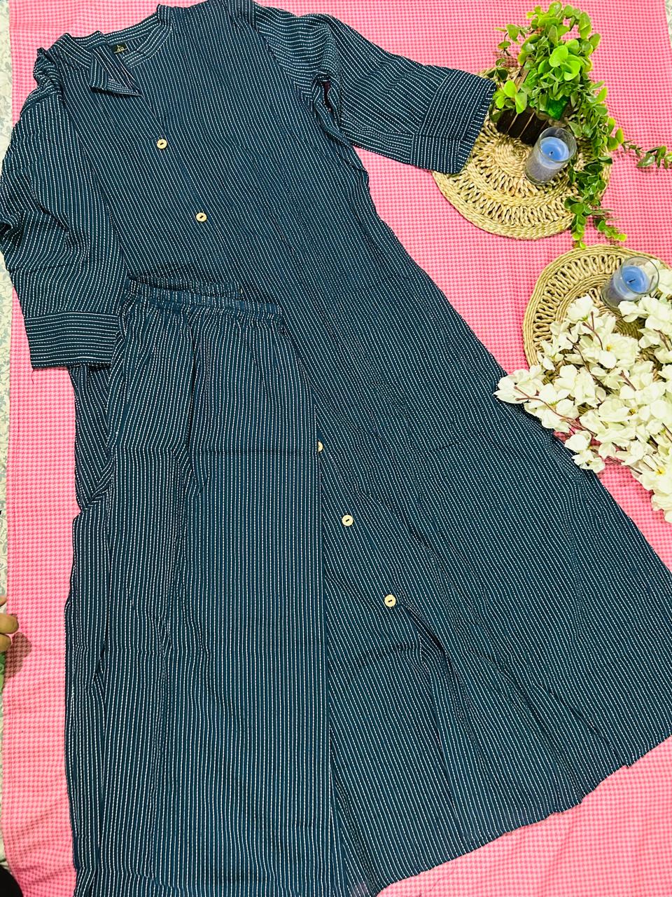 Blue Office wear 2 pcs Kurta Set