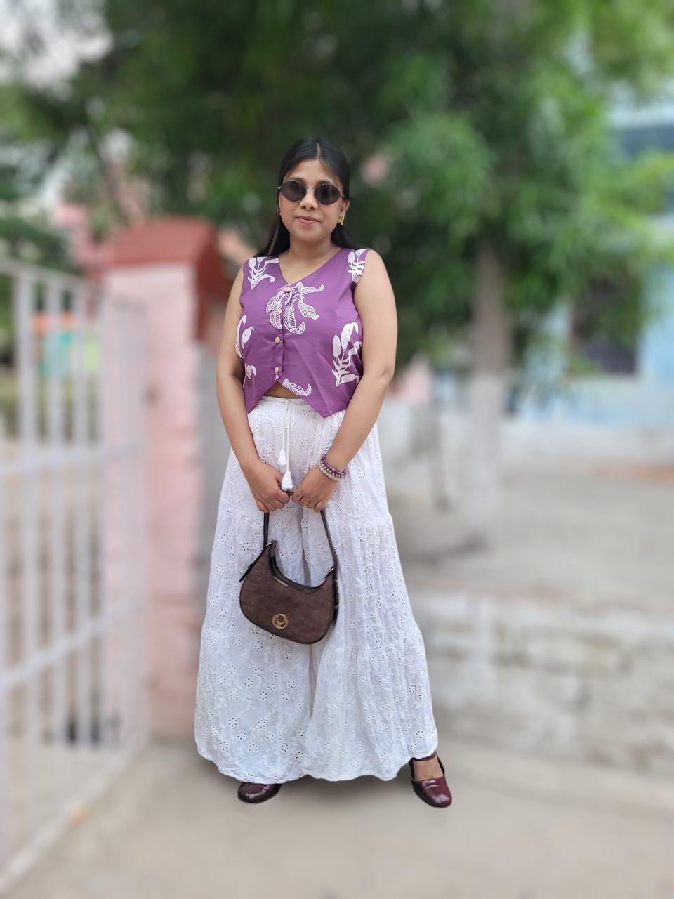 Embroidered Plazzo & Printed  Waist Coat 