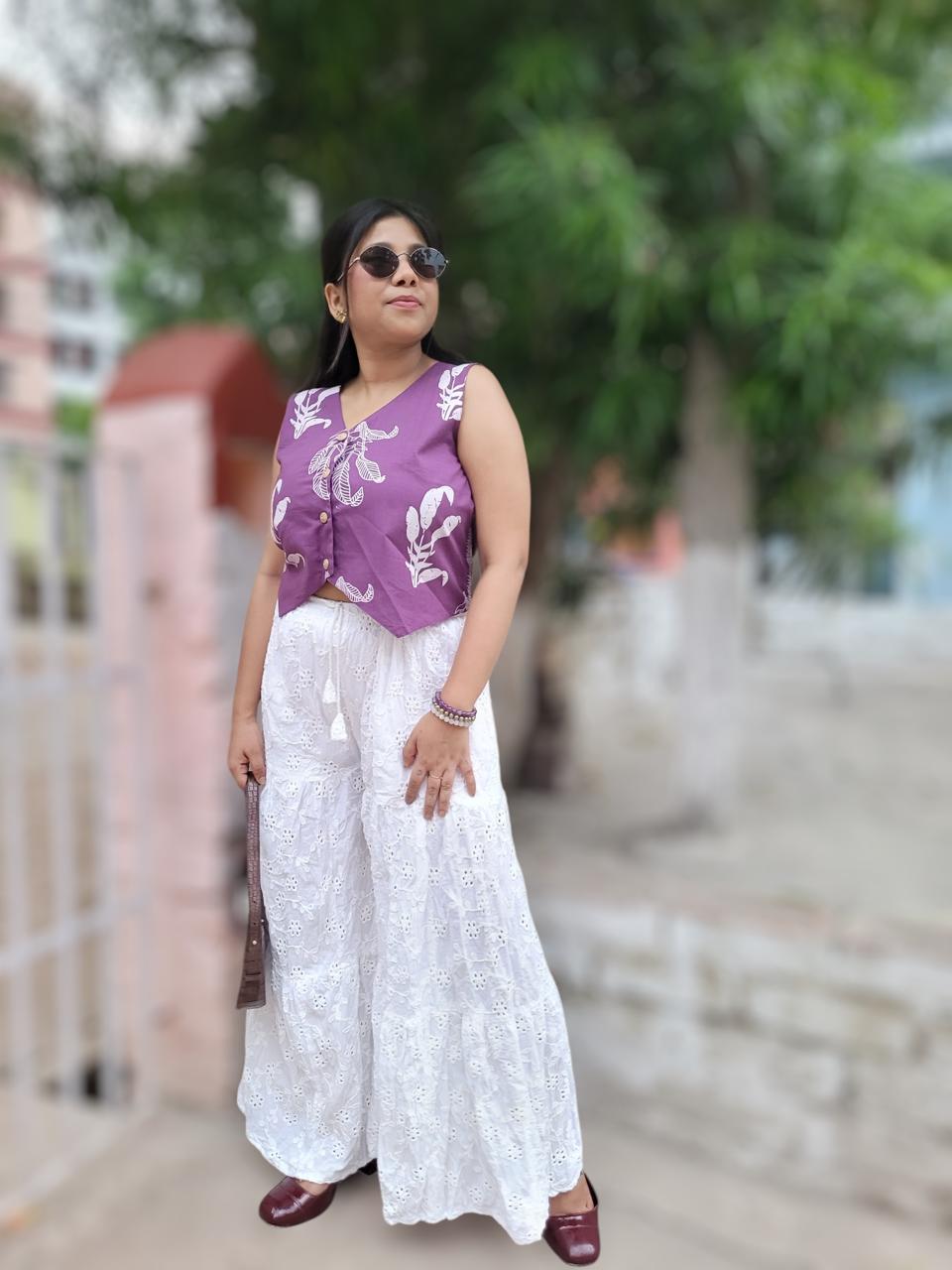 Embroidered Plazzo & Printed Waist Coat