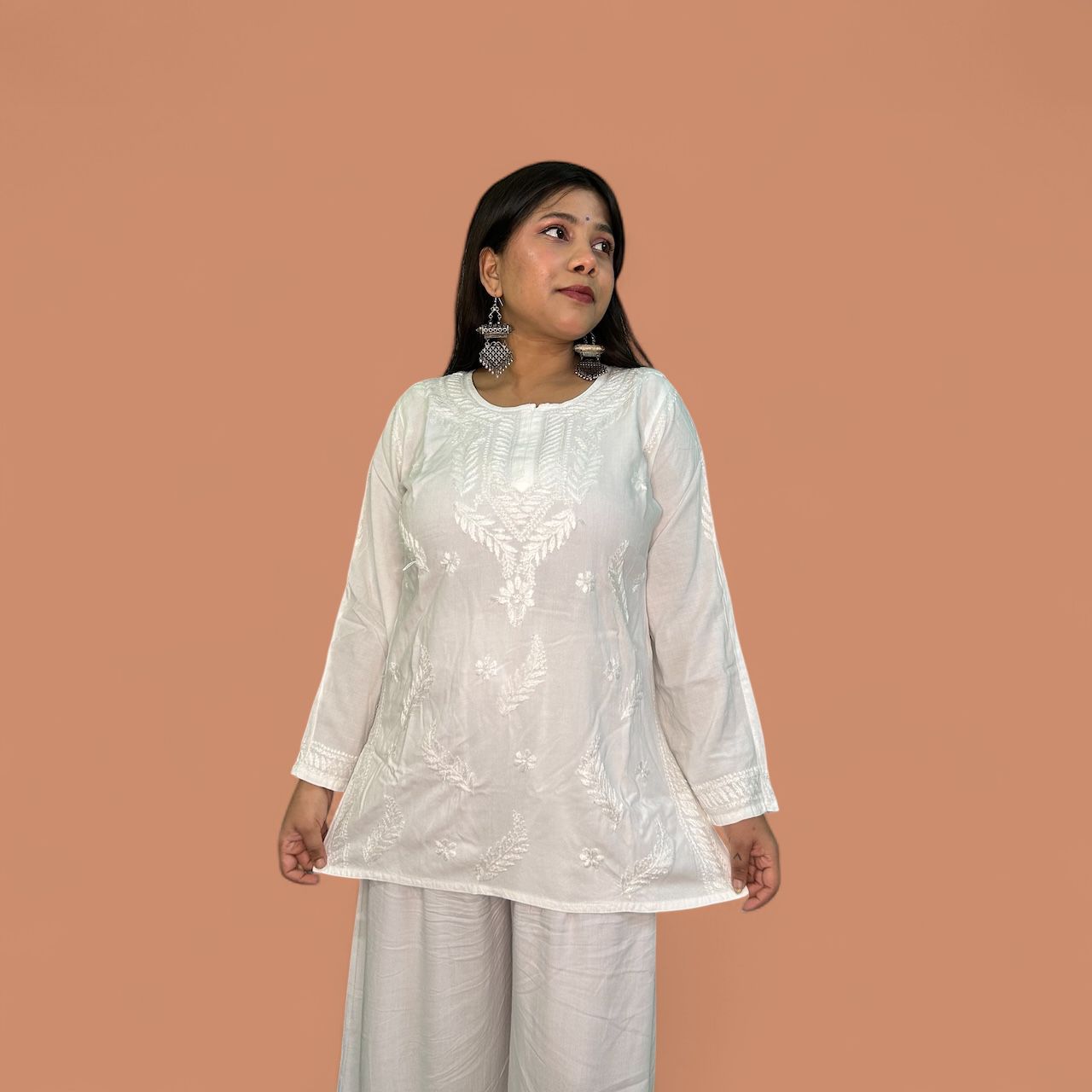 Chikankari Short Mulmul Kurta White