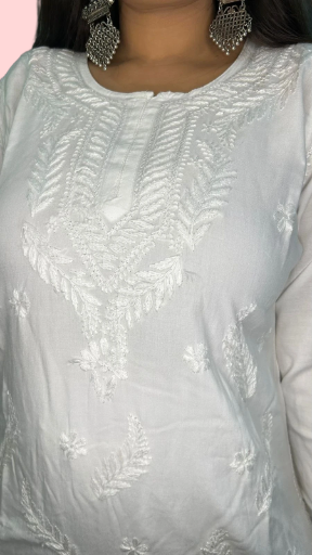 Chikankari Short Mulmul Kurta White