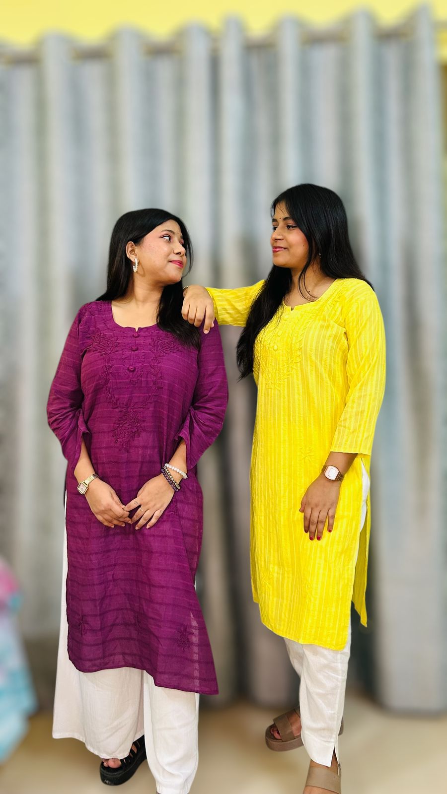Chikankari Long Cotton Kurta Combo