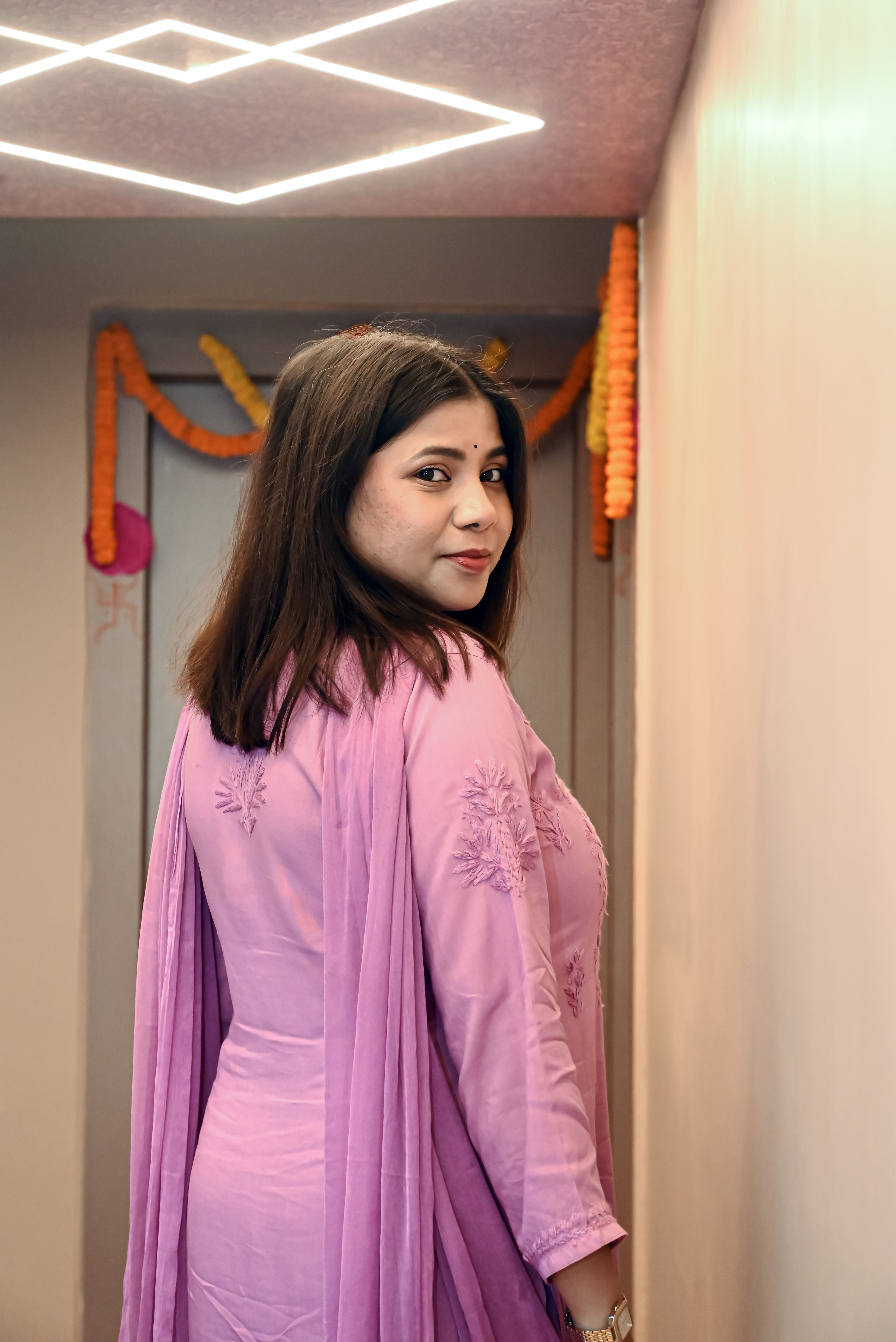 Varstraa Chikankari Long Kurta Set with Dupatta Soft Rayon Kurta Pink