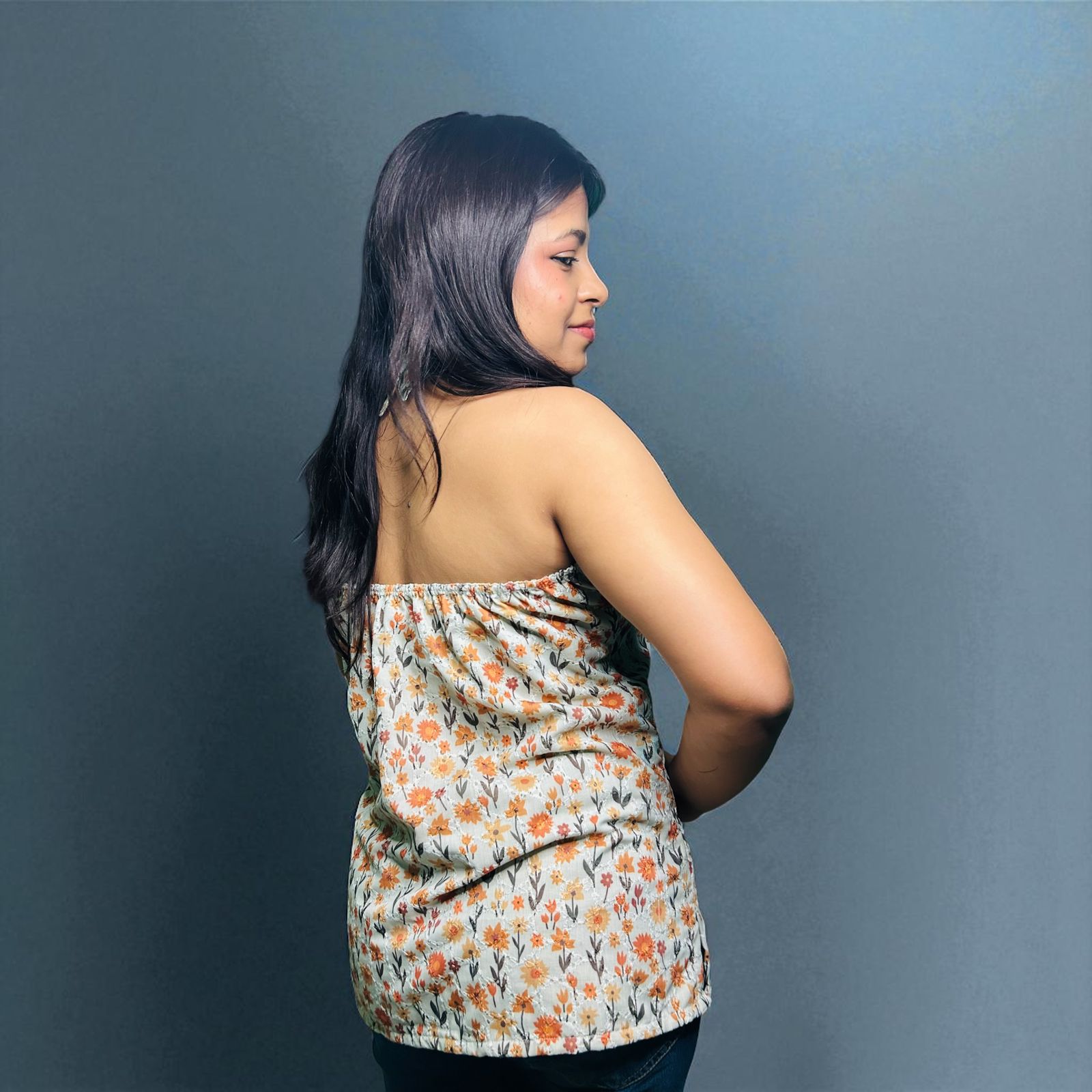 Marchhi Halter Neck Hakoba Kurti 