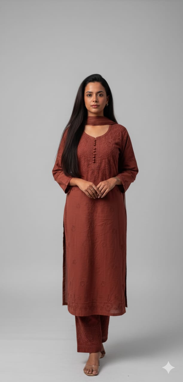 Varstraa Chikankari  Kurta Set with Dupatta