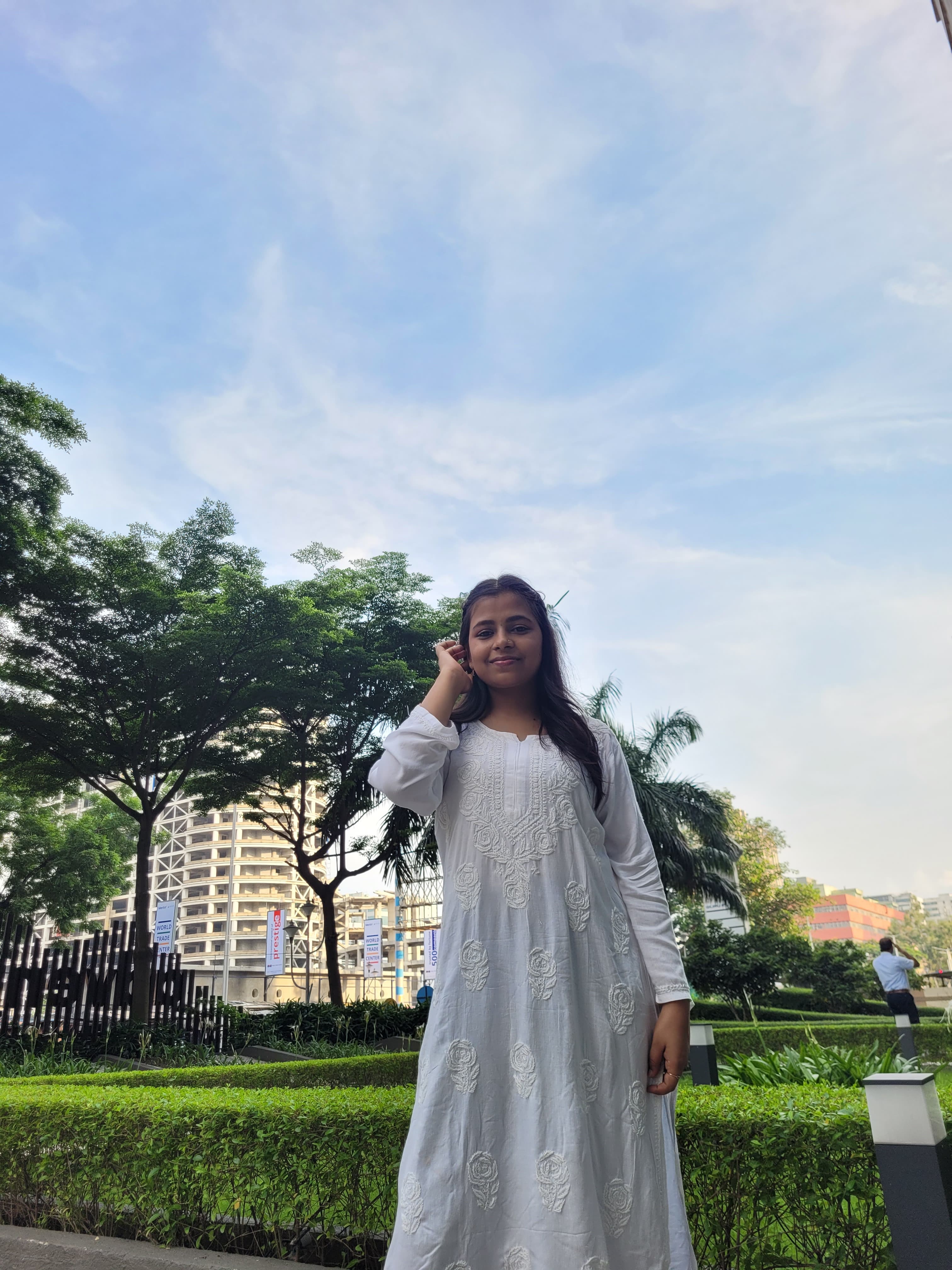 Chikankari Long Mulmul Kurta White