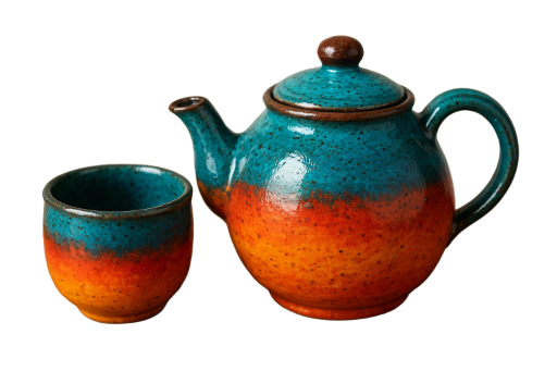 Tetera y cuenco a conjunto