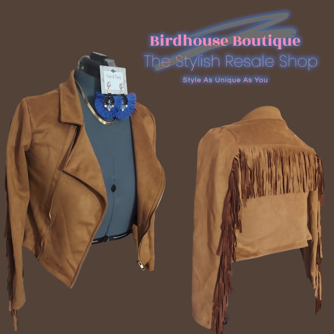 Brown Faux Suede Fringed Jacket