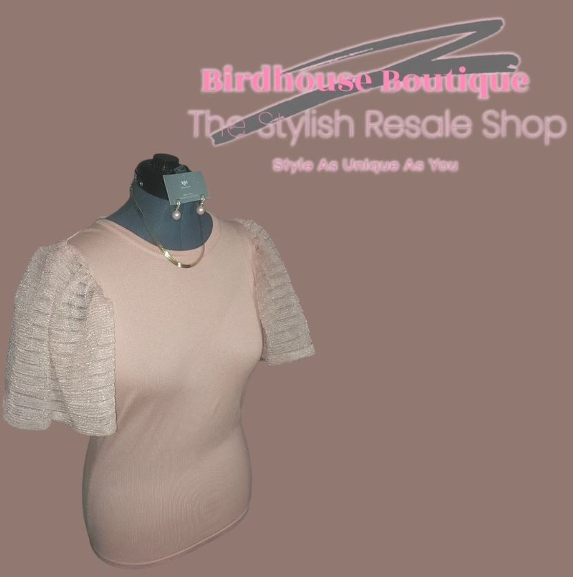 Pink Sheer Ruffled Sleeve Top