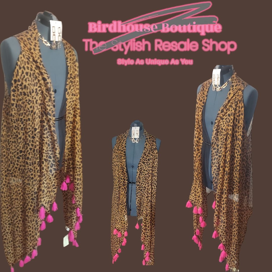 Leopard Print Sleeveless Kimono 