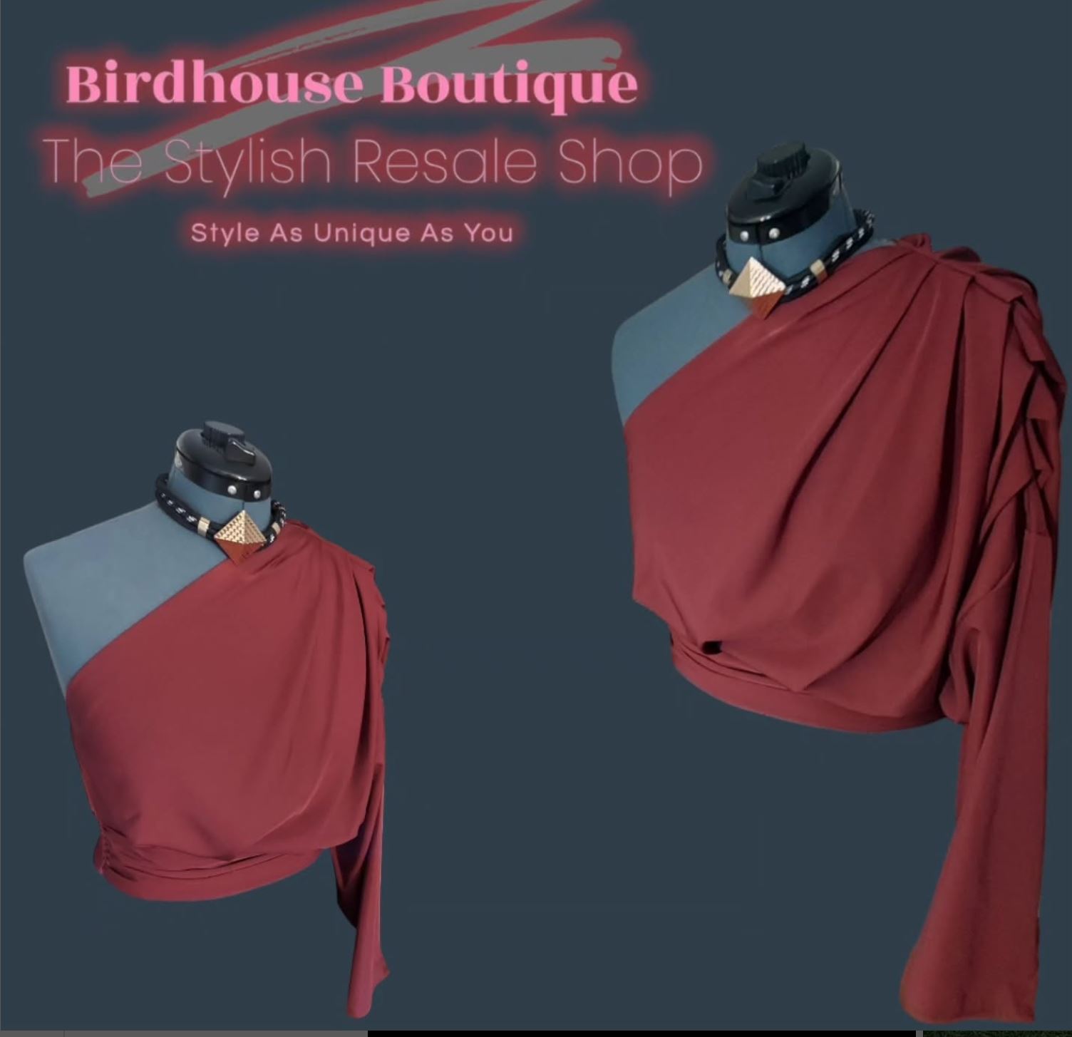 Burgundy Asymmetric long sleeve Blouse