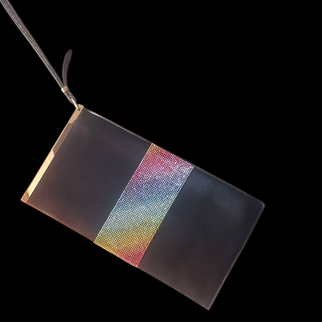 Black/Multicolor embezzled clutch