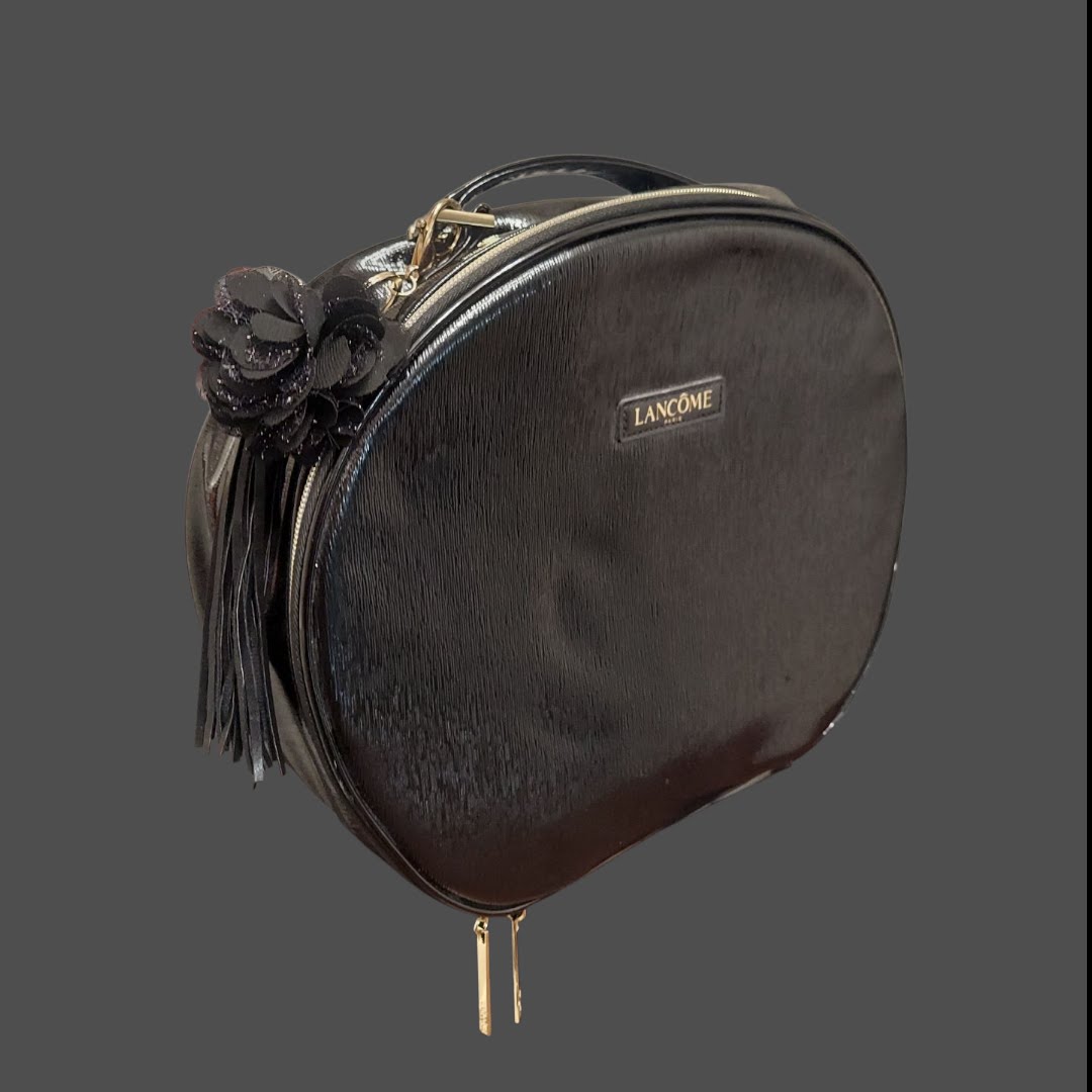 Lancome Black leather travel accessory case