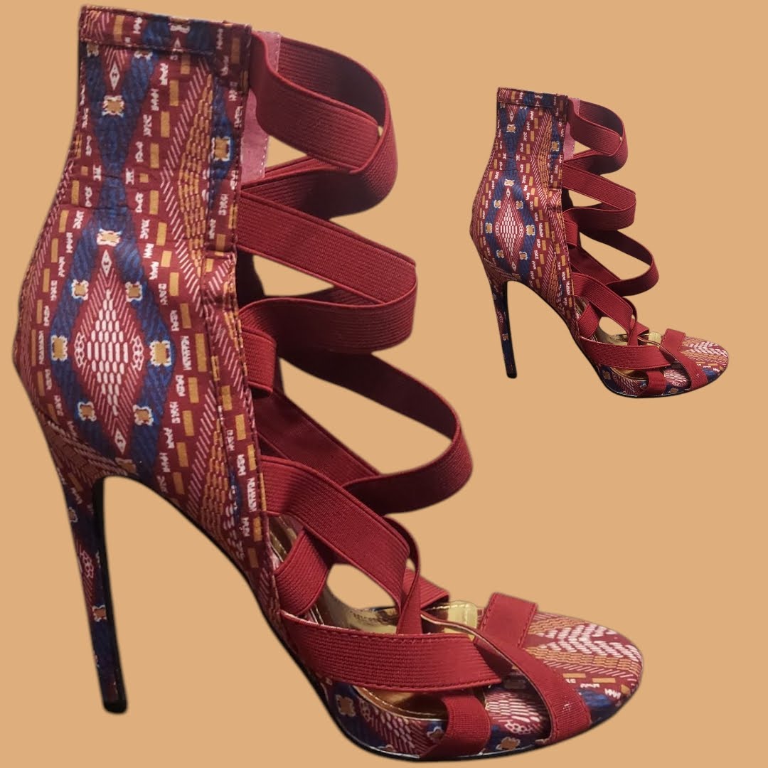 Burgandy Tribal Print Heels
