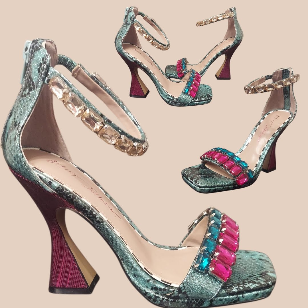 Betsey Johnson Metallic Jeweled Heels