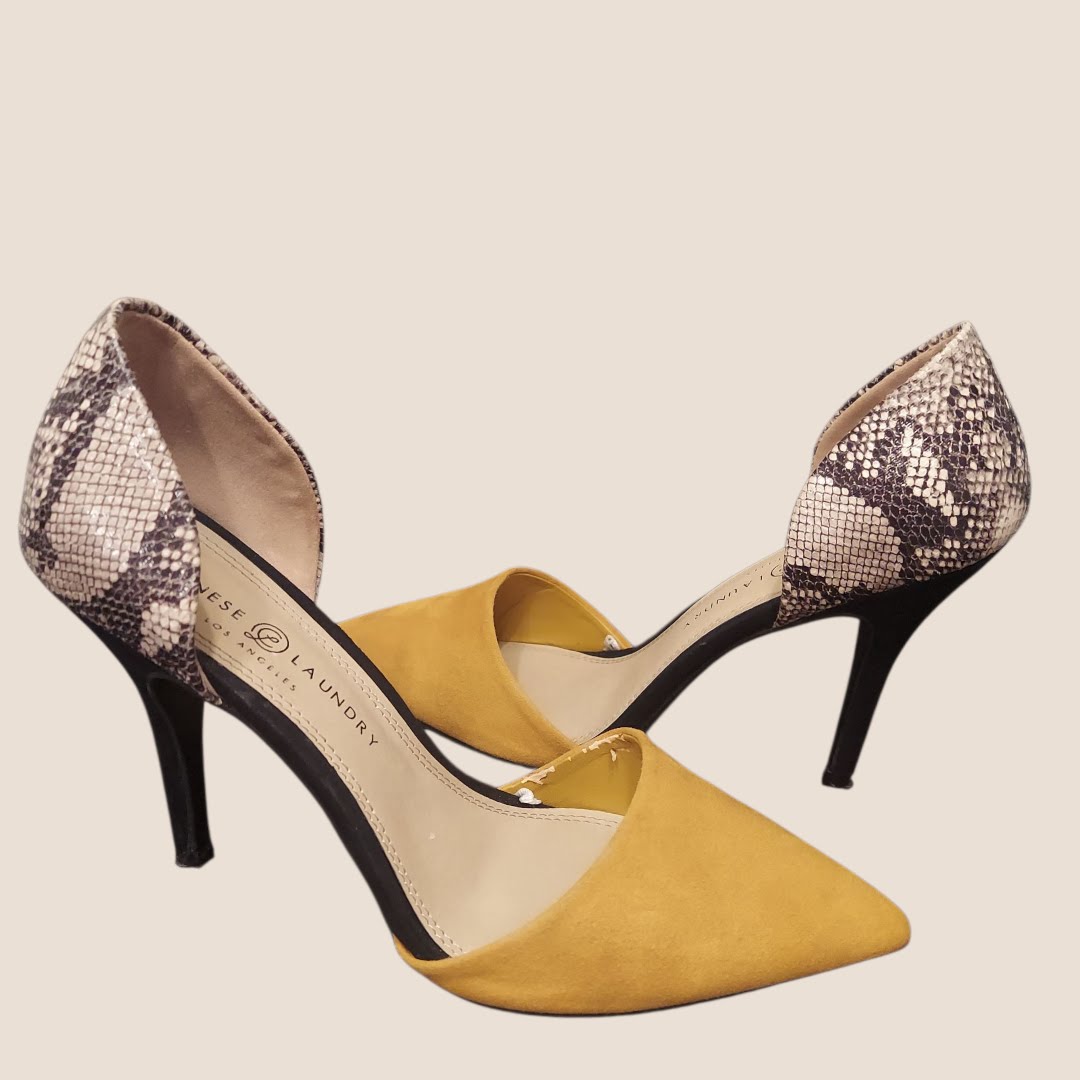 Chinese Laundry Snake Print & Mustard Yellow Heels