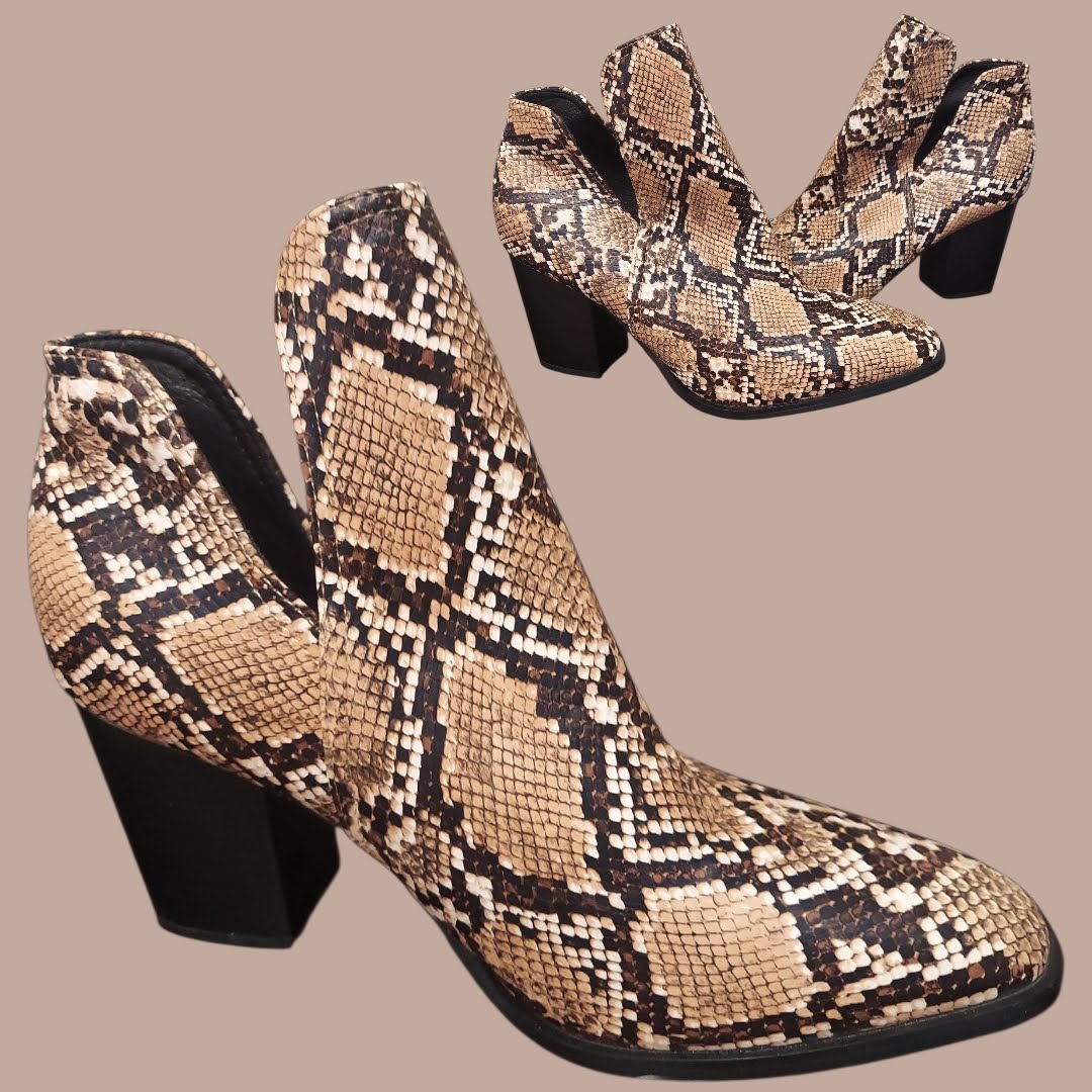  Snake Print Ankle Boots size 9.5