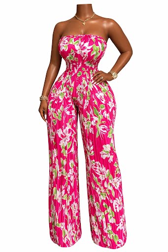 Hot Pink Tropical Halter Romper Size Sm