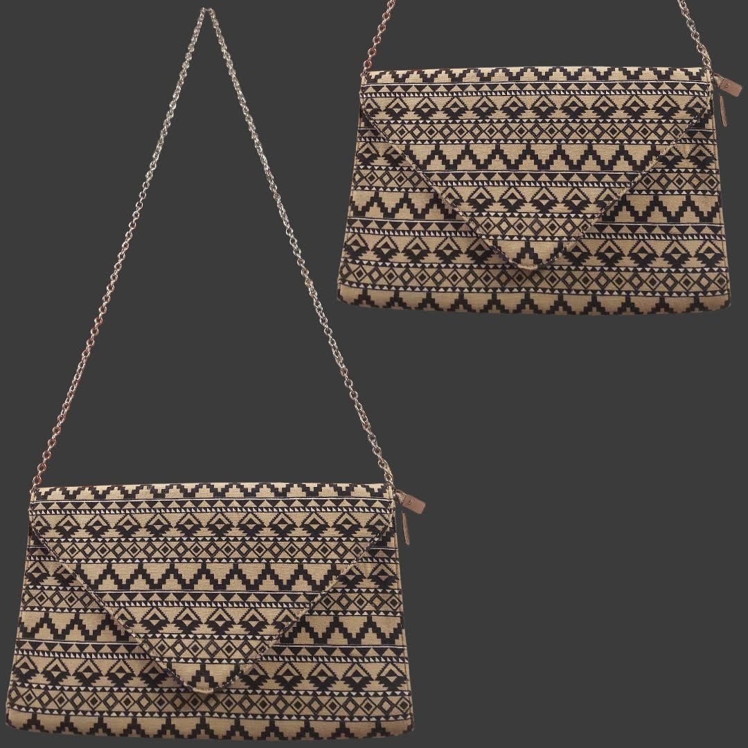 Black/Tan Tribal Print purse