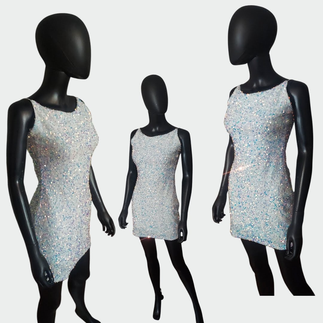 White iridescent Sequined Dress size S