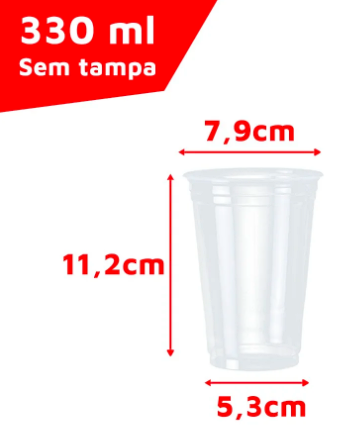 COPO PP TRANSP. LISO 330ML (MILK SHAKE) - (C/ 200)