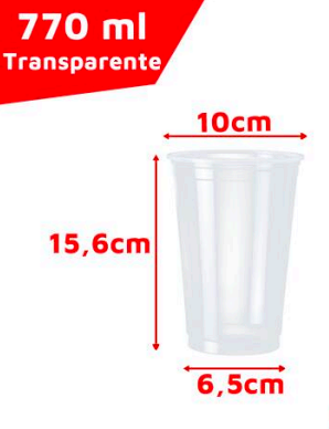 COPO PP TRANSP. 770ML (MILK SHAKE) - (C/ 200)