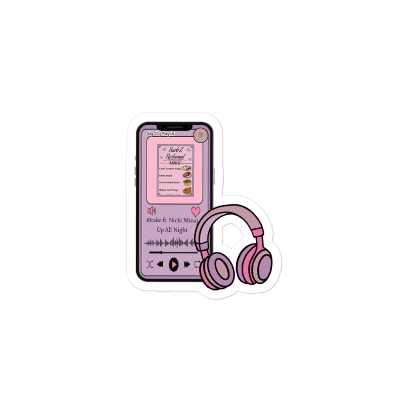 Pink "up all night" kiss cut sticker 