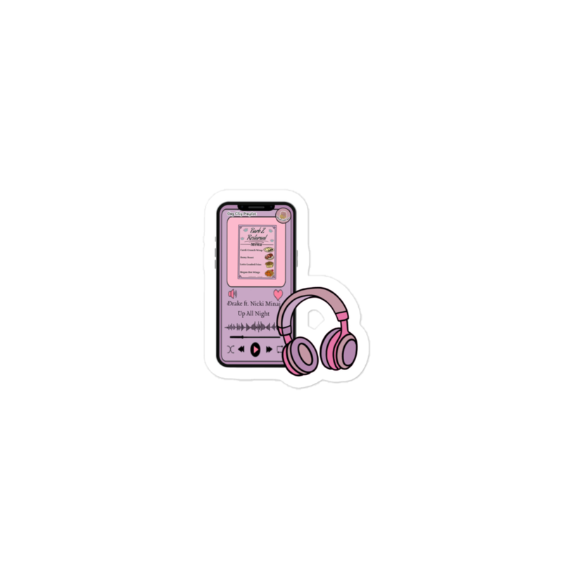 Pink "up all night" kiss cut sticker 