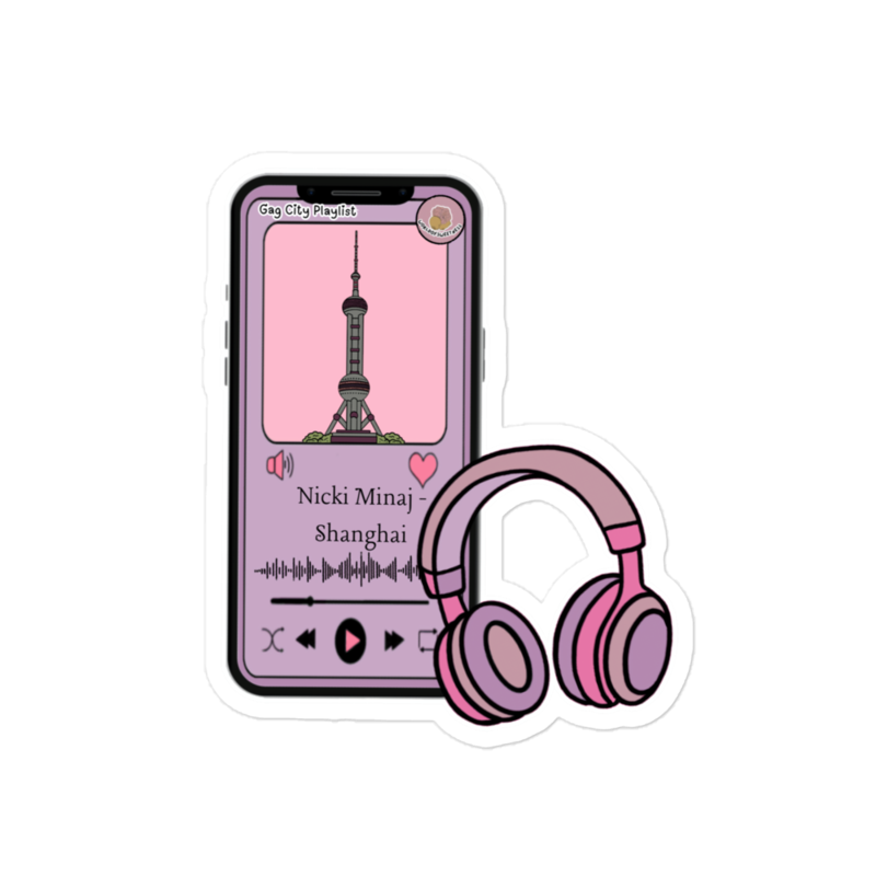 Pink "Shanghai" kiss cut sticker 