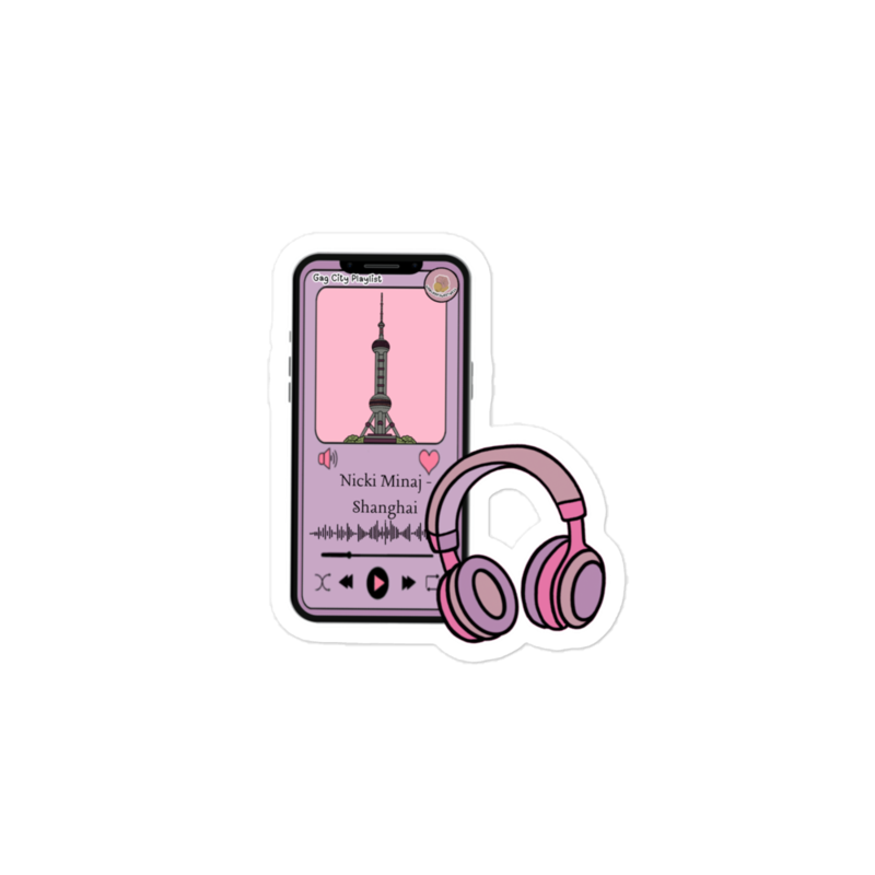 Pink "Shanghai" kiss cut sticker 
